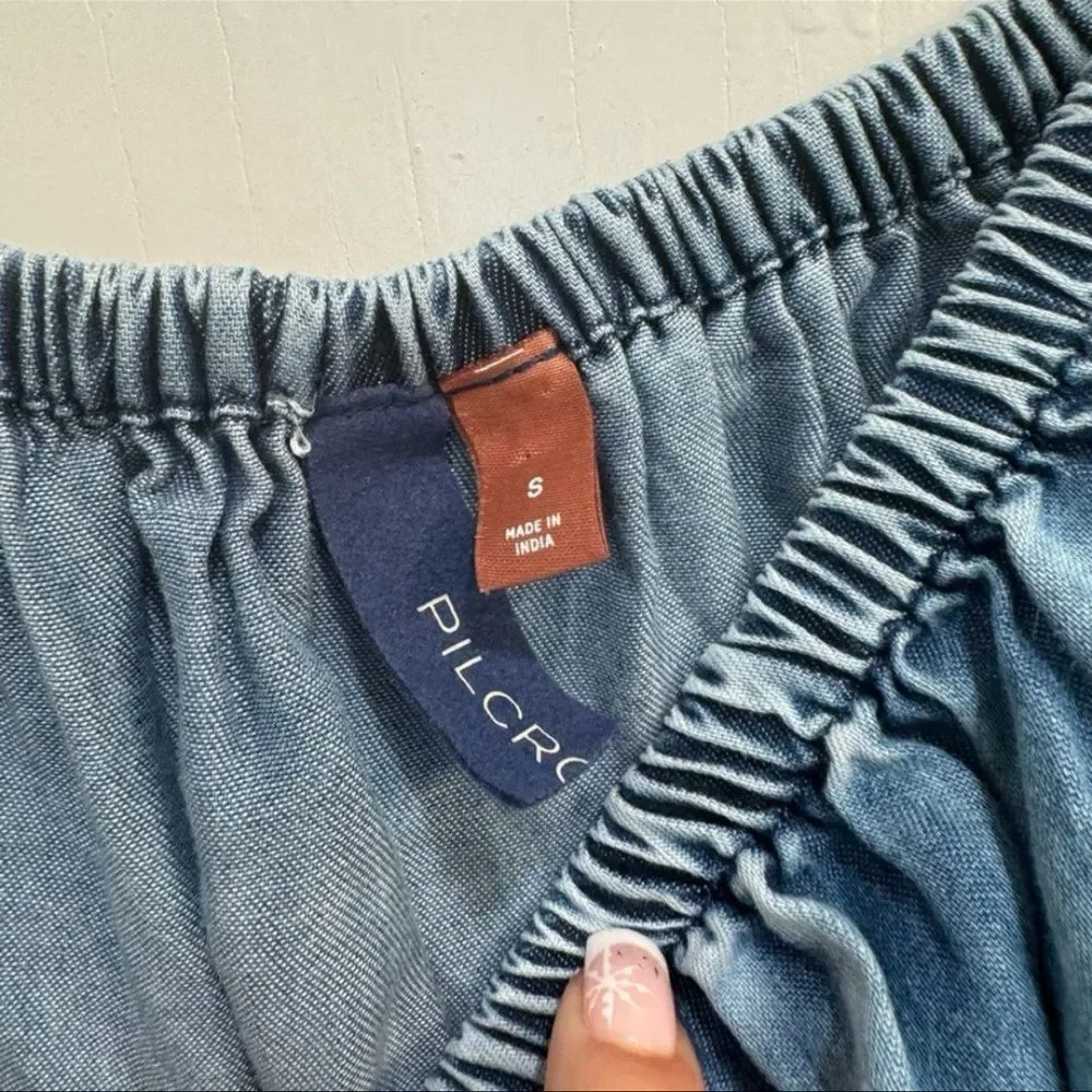 Anthropologie Pilcro Smocked Peasant Top – Blue/White Tie-Dye – Size Small - Picture 7 of 8